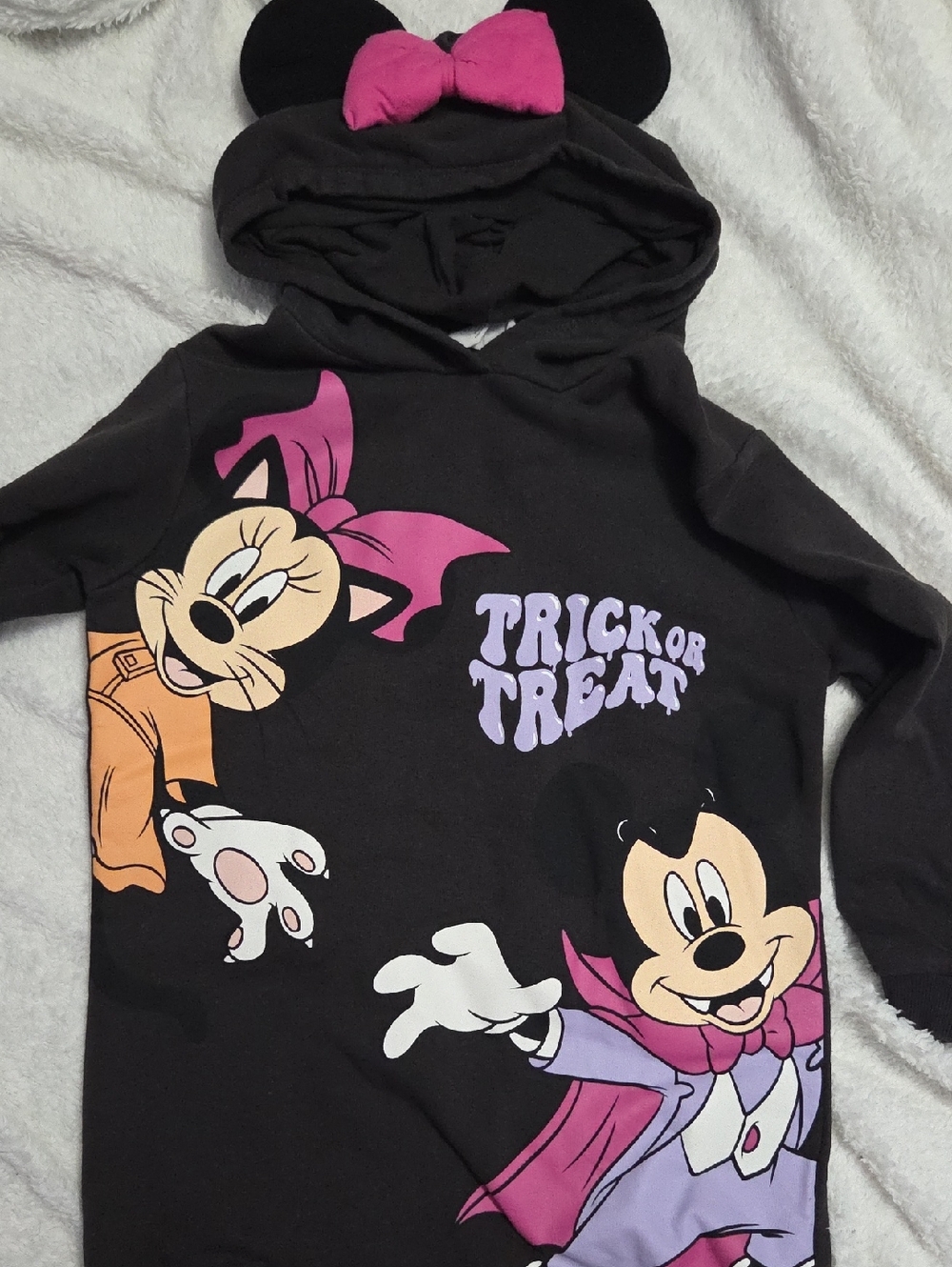 H&M Black Kids Disney Minnie Ears Hooded Halloween Sweatshirt